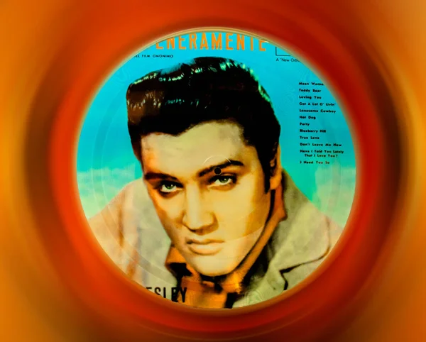 Hollywood Florida Juni 2021 Kleurrijke Vintage Elvis Presley Vinyl Plaat Rechtenvrije Stockafbeeldingen