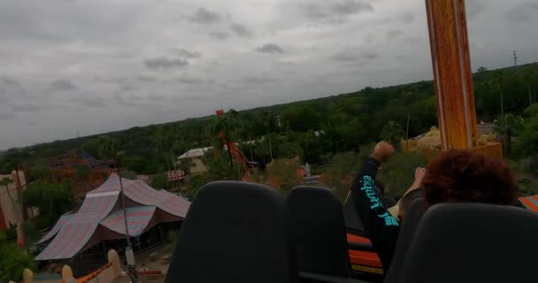 Tampa Florida August 2021 Riding Scorpion Roller Coaster Busch Gardens — Stock Video