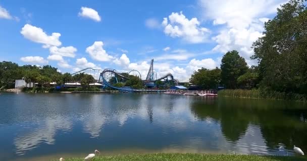 Orlando Florida Agustus 2021 Pemandangan Panorama Mako Dan Kraken Rollercoaster — Stok Video