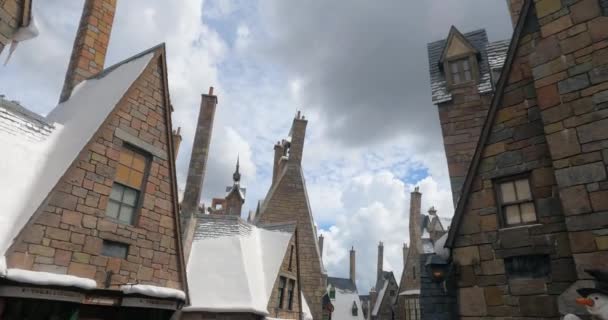 Orlando Florida September 2021 Aerial View Hogsmeade Wizarding World Harry — Stock Video