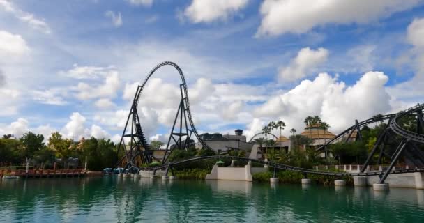 Orlando Florida Septiembre 2021 Hermosa Vista Jurásico Mundial Velocicoaster Isla — Vídeo de stock