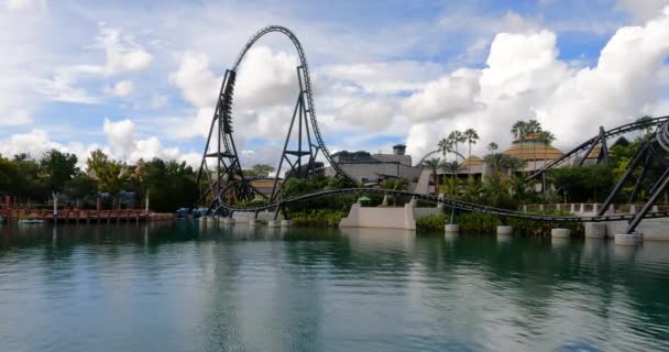 Orlando Florida Septiembre 2021 Hermosa Vista Del Mundo Jurásico Velocicoaster — Vídeo de stock