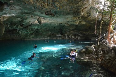 Hipotermik Dos Ojos Yucatan Yarımadası'nda, Meksika.