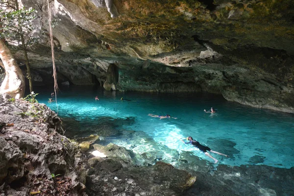 Cenote Dos Ojos en la península de Yucatán, México . Imágenes de stock libres de derechos