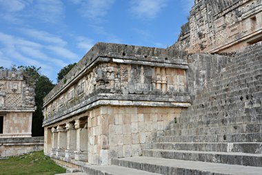 Rahibe manastırı Uxmal içinde bina mimari ayrıntıları. Yucatan 