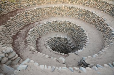 Town Nazca yakınındaki antik wells. Peru.