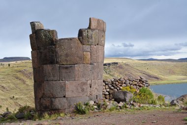 Sillustani mezar Peru Andes yakınındaki şehir: Puno, Peru.