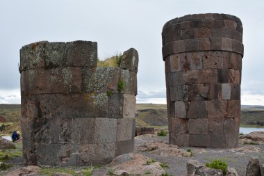 Sillustani mezar Peru Andes yakınındaki şehir: Puno, Peru.