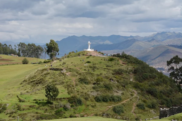 Szobor, Christo, Blanco, fehér, Jézus Krisztus, Cusco, Peru, Andok, — Stock Fotó
