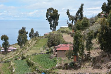 Taquile Island, Titicaca gölü. Peru.