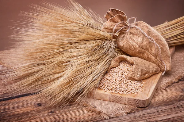 Cereali di frumento in sacchetti — Foto Stock