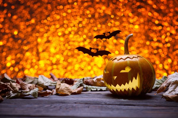 Abóboras para Halloween e morcegos — Fotografia de Stock