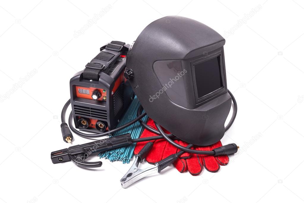 Welding equipment isolated on white background