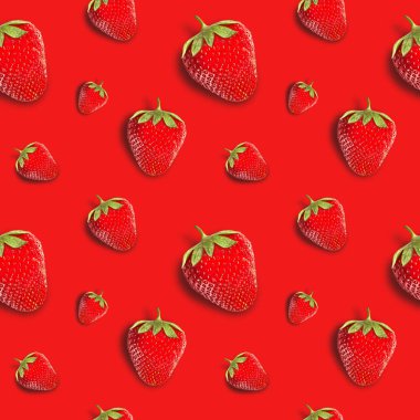 Parlak bir arka planda olgun, sulu çilekler. Kusursuz arkaplan.