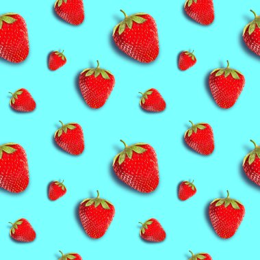 Parlak bir arka planda olgun, sulu çilekler. Kusursuz arkaplan.