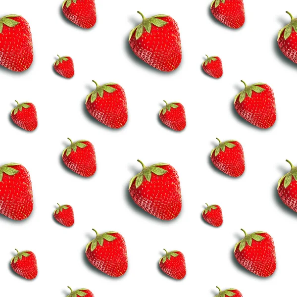 Ripe Juicy Strawberries Bright Background Seamless Background — Stock Photo, Image
