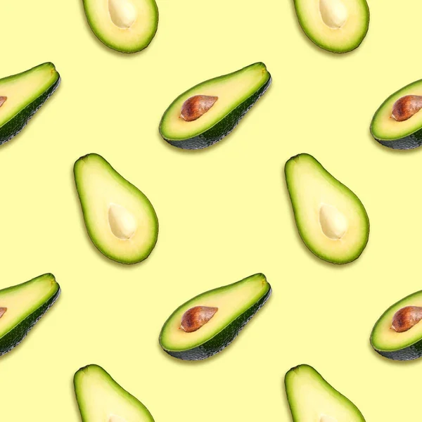 Rijp Avocado Een Heldere Achtergrond Naadloos Patroon — Stockfoto