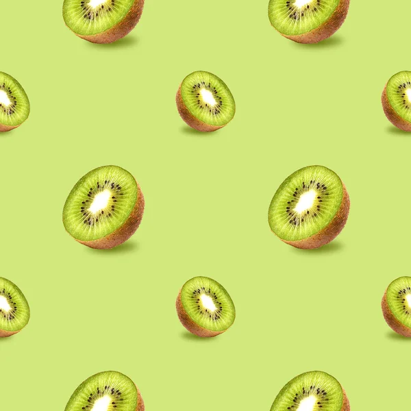 Juicy Kiwi Bright Background Seamless Pattern — Stock Photo, Image