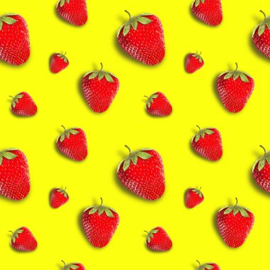 Parlak bir arka planda olgun, sulu çilekler. Kusursuz arkaplan.