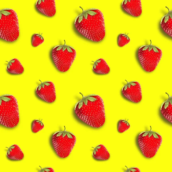 Ripe Juicy Strawberries Bright Background Seamless Background — Stock Photo, Image