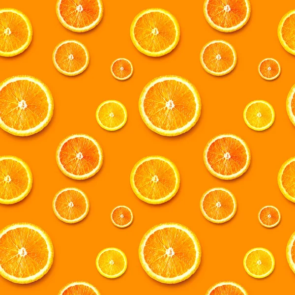 Ripe Orange Slices Bright Background Seamless Background — Stock Photo, Image