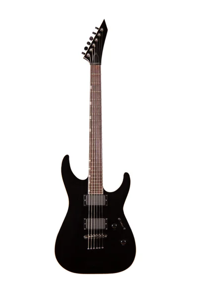Chitarra elettrica nera isolata su sfondo bianco — Foto Stock