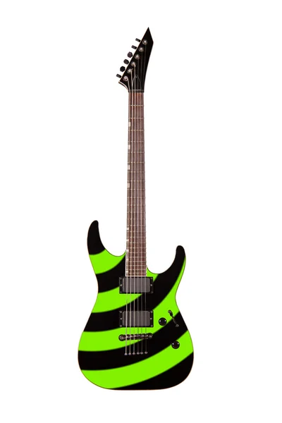 Chitarra elettrica verde isolata su sfondo bianco — Foto Stock