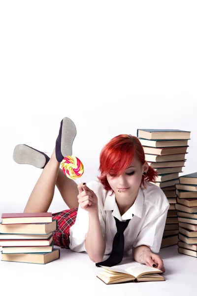 Young girl doing homework — Stock Photo, Image