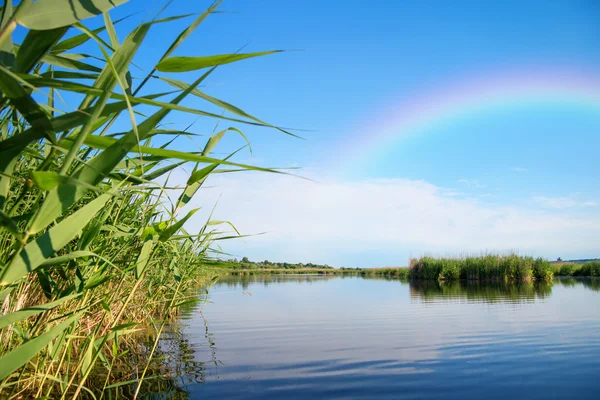 Rainbow on river landscape