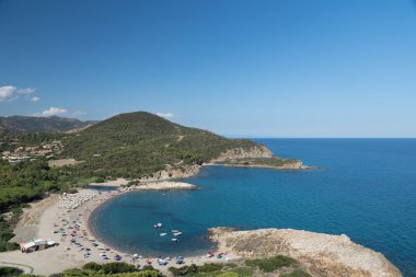 Su Portu Beach'te Chia, Sardunya, İtalya