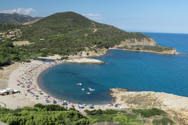 Su Portu Beach'te Chia, Sardunya, İtalya