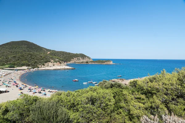 Su Portu Beach'te Chia, Sardunya, İtalya