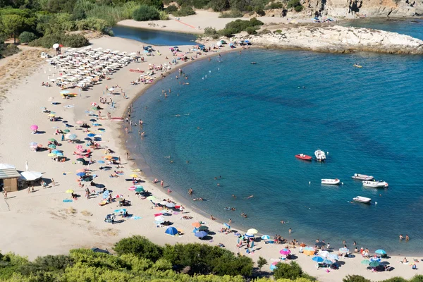 Su Portu pláž v Chia, Sardinie, Itálie Stock Obrázky