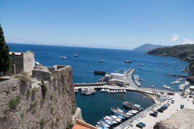 Aeolian Islands yanında Sicilya, İtalya, Lipari havadan görünümü