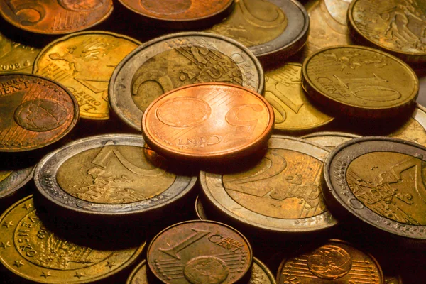 欧元硬币钱的背景 — 图库照片