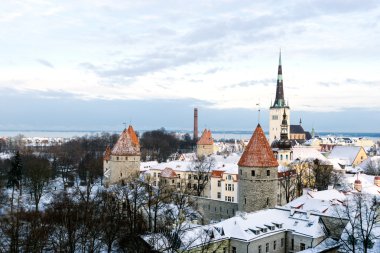 Tallinn 'in panoramik manzarası. Estonya