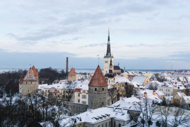 Tallinn 'in panoramik manzarası. Estonya