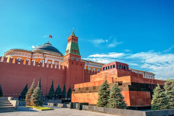 Moskova Daki Kızıl Meydan Manzarası Lenin Mozolesi Rusya Salgından Önceki - Stok İmaj