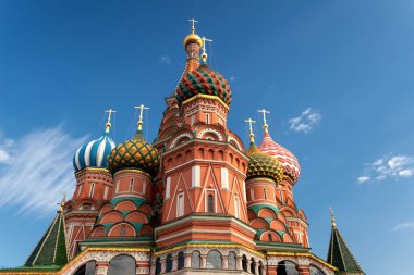 St. Moskova 'daki Kızıl Meydan' daki Basil Katedrali. Moskova 'nın Ortodoks Kilisesi ve mimari şaheserleri. Rusya 'nın en ünlü manzarası. Salgından önceki yaşam COVID 19