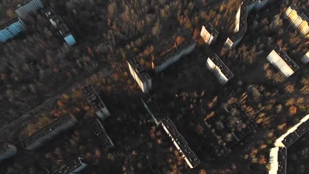 Vue Ville Fantôme Pripyat Avec Centrale Nucléaire Tchernobyl Sarcophage Arrière — Video