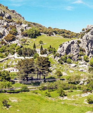 Güneşli bir günde İspanya 'da Sierra de Grazalema Dağları