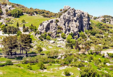Güneşli bir günde İspanya 'da Sierra de Grazalema Dağları
