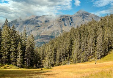 Bulutlu bir günde İsviçre 'deki Murren Dağları