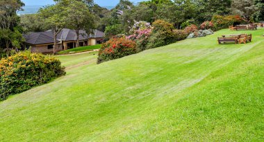 Bulutlu bir günde Kenya tatil beldesindeki bahçeler