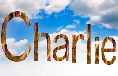 Charlie 'nin İngilizce adı bulutlarla çevrili.