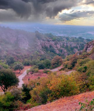 Güneşli bir günde dağlı Fransa 'nın tarlaları