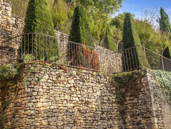 Middeleeuws Dorp Aquitaine Met Zijn Stenen Huizen Het Zuiden Van — Stockfoto