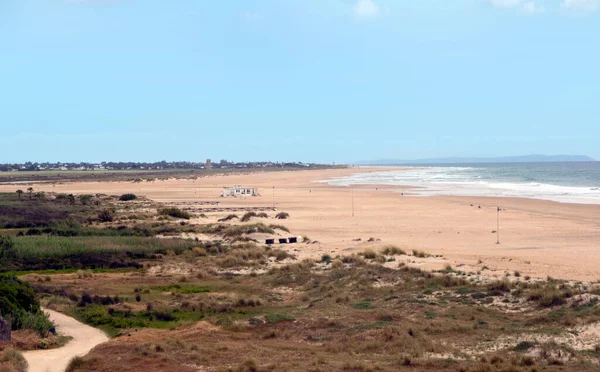 Küste Conil Frontera Süden Spaniens Mit Strand Einem Bewölkten Tag — Stockfoto
