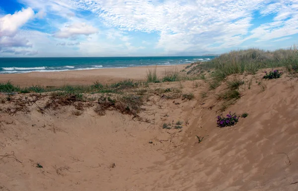 Tengerpart Conil Frontera Dél Spanyolországban Strand Egy Felhős Nap — Stock Fotó