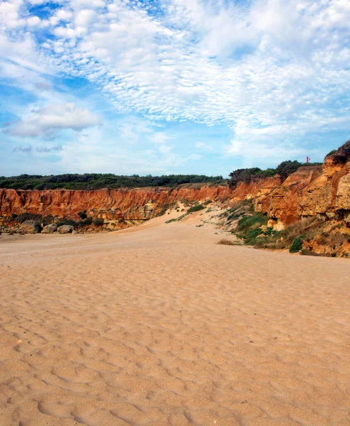 Wybrzeże Conil Frontera Południu Hiszpanii Plażą Pochmurny Dzień — Zdjęcie stockowe